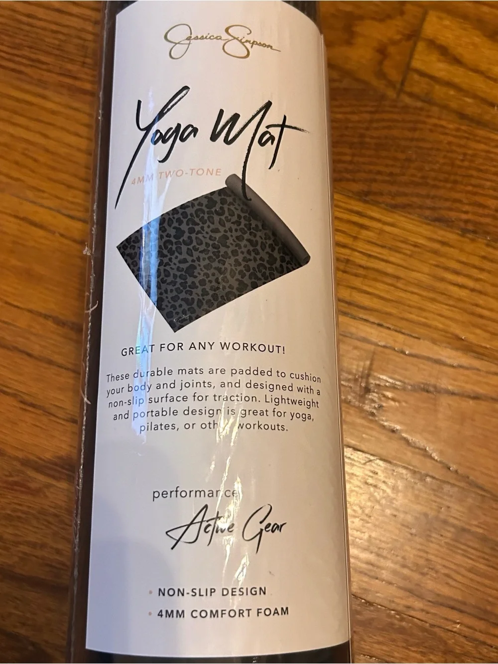 Jessica Simpson Black & Gray Leopard print Yoga Mat - Non-Slip Exercise Mat